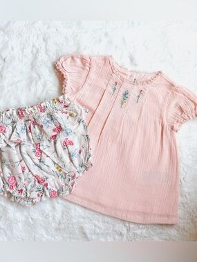 Janie and Jack baby girls Pink Floral Set